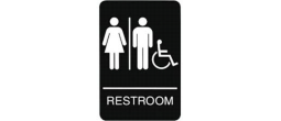 9" x 6" Black ADA Unisex  Handicap Restroom Sign with Braille
