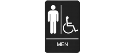 9" x 6" Black ADA Men Handicap Restroom Sign with Braille