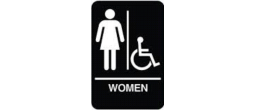 9" x 6" Black ADA Women Handicap Restroom Sign with Braille
