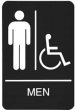 9" x 6" Black ADA Men Handicap Restroom Sign with Braille