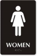9" x 6" Black ADA Women Restroom Sign with Braille