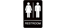 9" x 6" Black ADA Unisex Restroom Sign with Braille